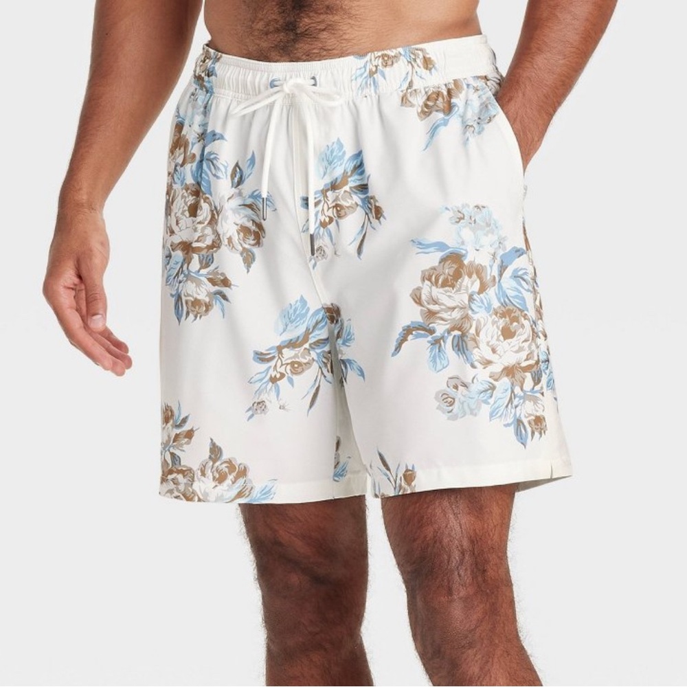 Floral Print Men's Swim Shorts 4xl big and tall